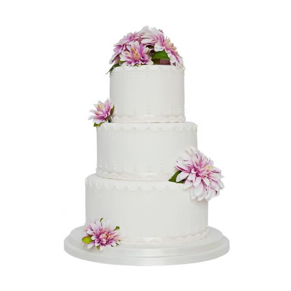 Flower & Pearl Drape Wedding Cake